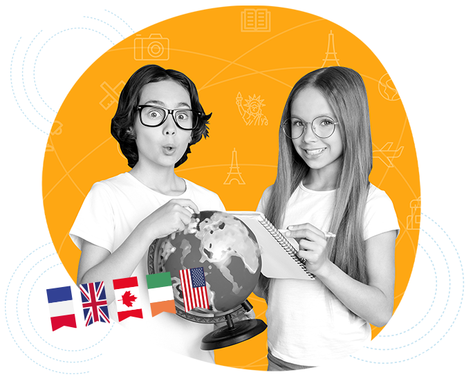 Niños con globo terráqueo